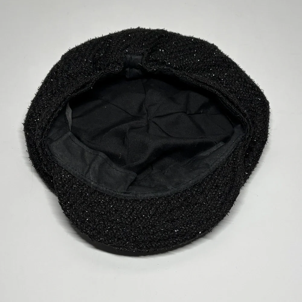Sparkle Newsboy Cap Black Glitter Texture Baker Boy Hat Women Paris Britney Y2K‎